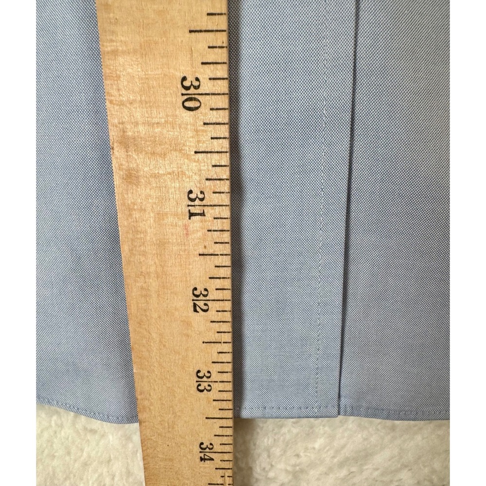 Roundtree & Yorke Gold Label Shirt Mens 15.5 34 Blue Non-Iron Pinpoint Oxford - Picture 7 of 13